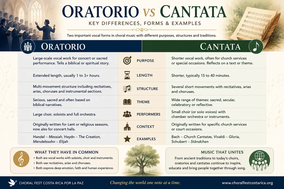Oratorio vs. Cantata: Key Differences, Forms & Examples 1 oratorio vs cantata infographic optimized