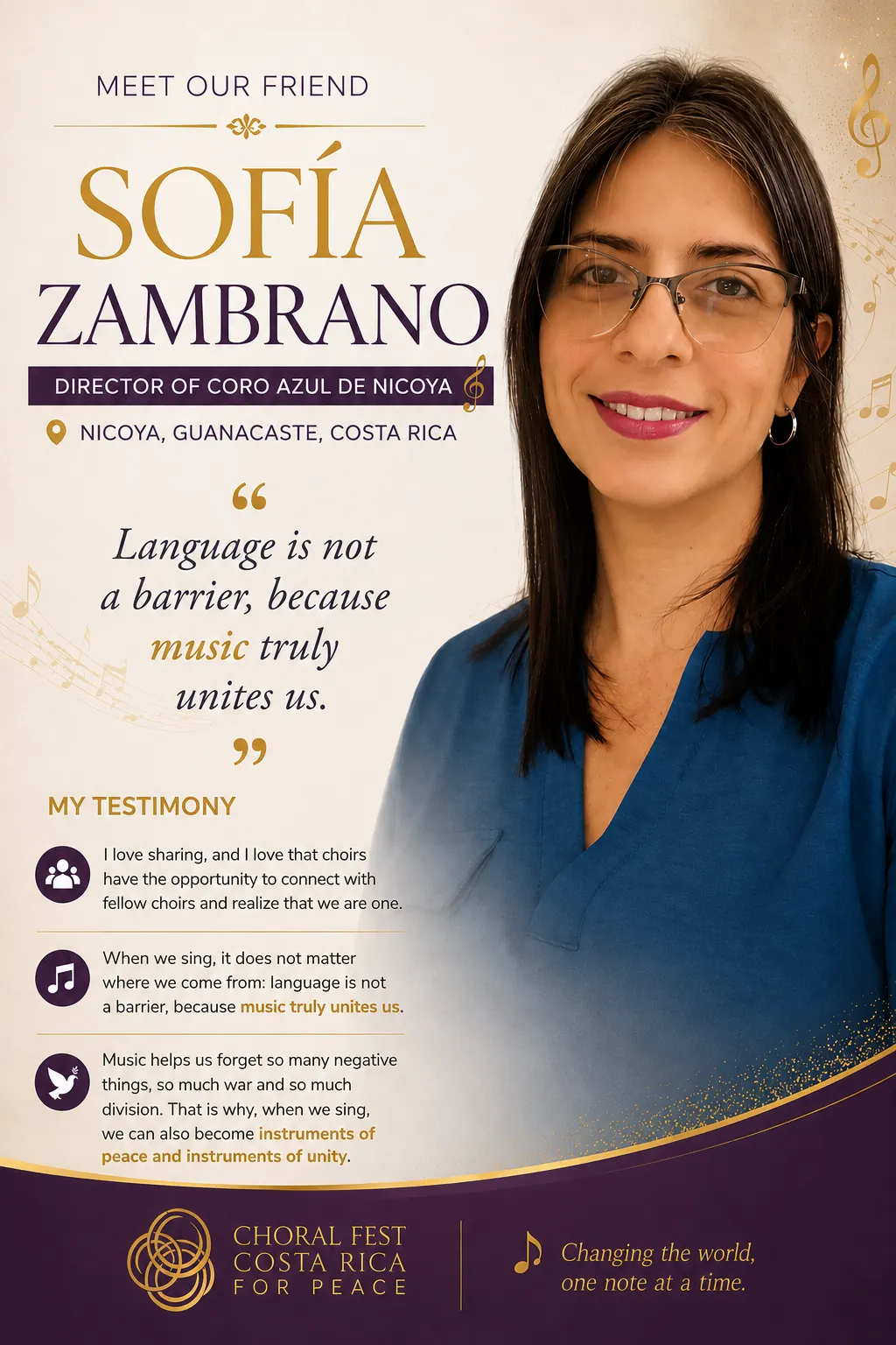 sofia-zambrano-testimonial-coro-azul-nicoya-choral-fest-costa-rica-for-peace.jpg Sofía Zambrano, director of Coro Azul de Nicoya in Guanacaste, shares a testimonial about how music brings choirs together beyond language and culture.