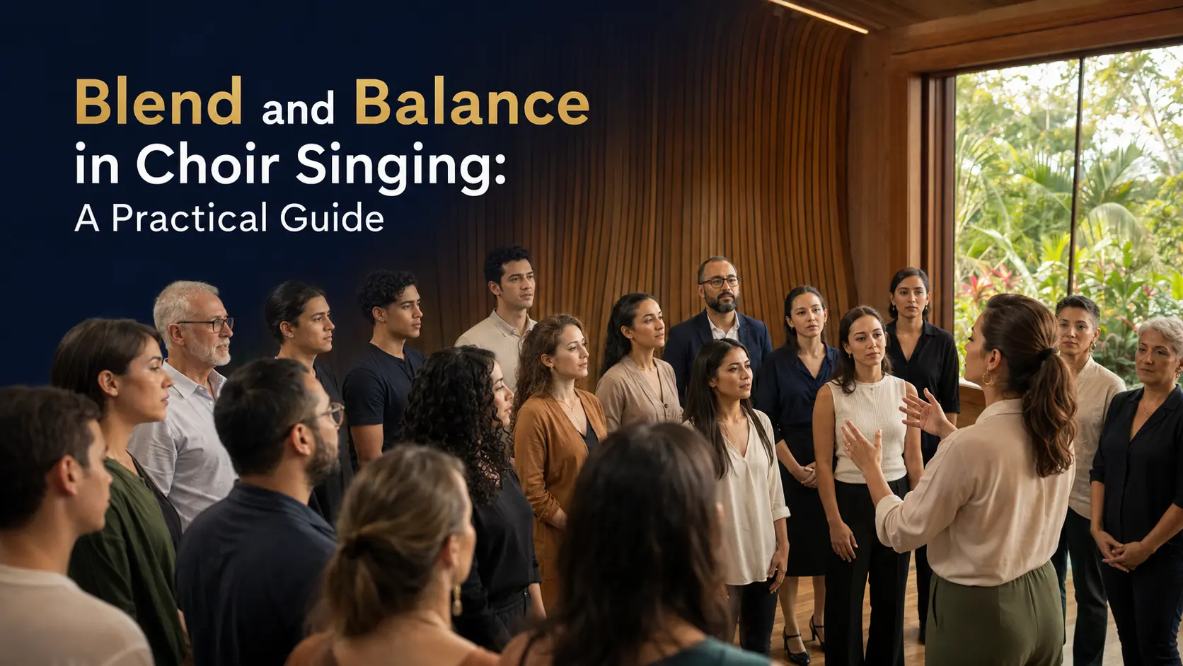 Choir blend and balance exercises during a choral rehearsal