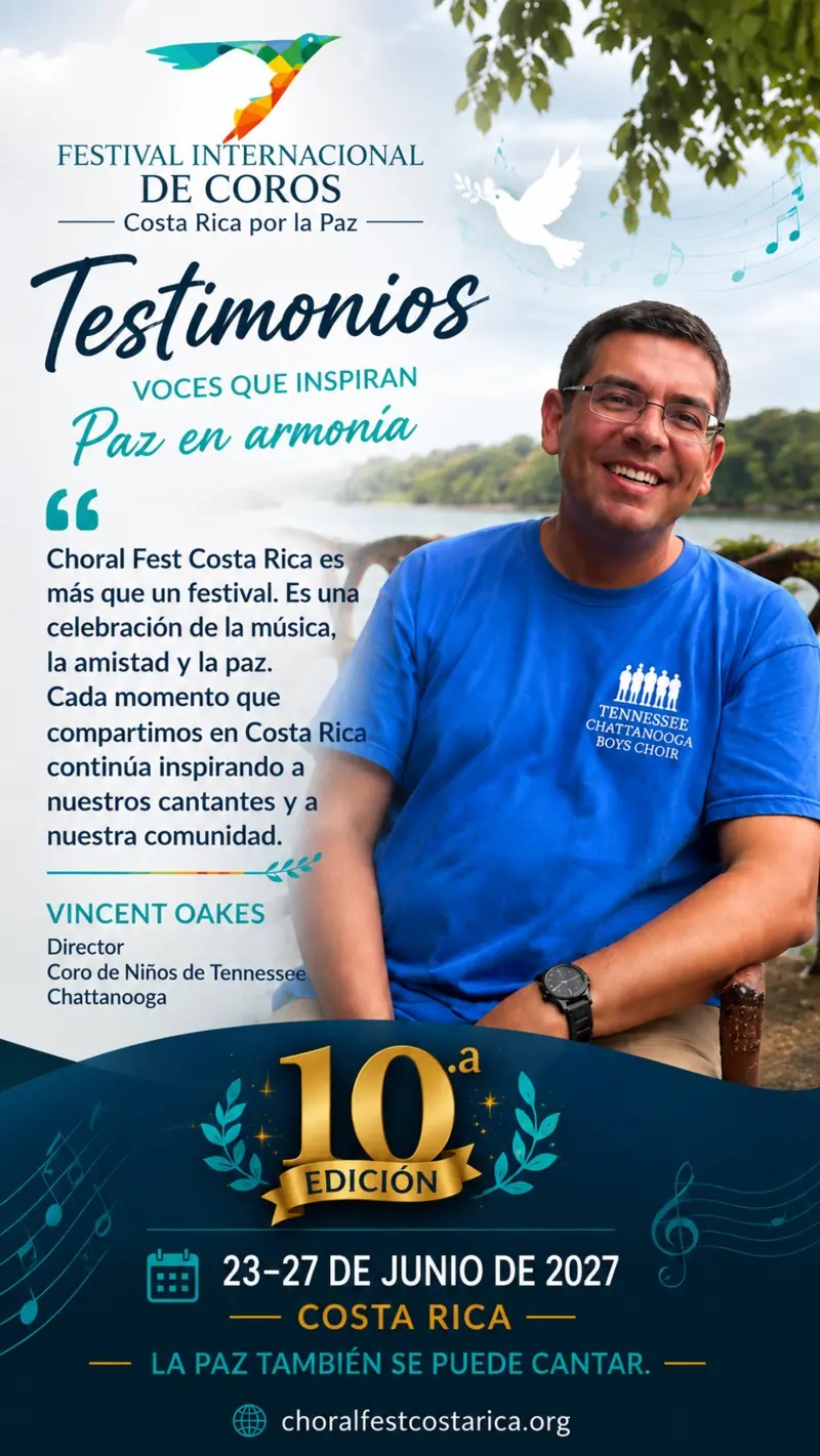 Vincent Oakes comparte la experiencia del Chattanooga Boys Choir en Choral Fest Costa Rica